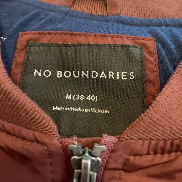 No Boundaries Maroon Bomber Jacket Men's M - Picture 5 of 6
